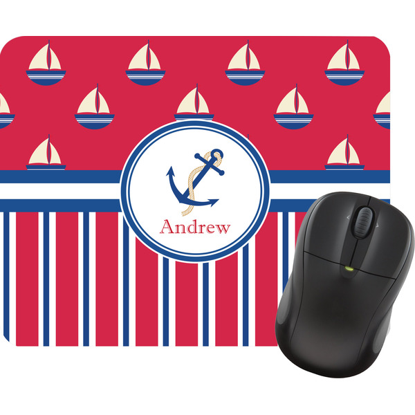 Custom Sail Boats & Stripes Rectangular Mouse Pad (Personalized)