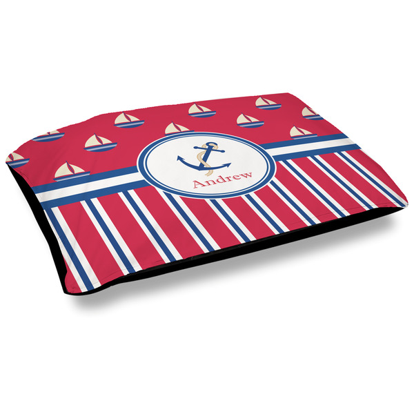 Custom Sail Boats & Stripes Outdoor Dog Bed - Large (Personalized)