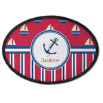 Sail Boats & Stripes Iron On Oval Patch w/ Name or Text