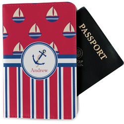Sail Boats & Stripes Passport Holder - Fabric (Personalized)