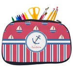 Sail Boats & Stripes Neoprene Pencil Case - Medium w/ Name or Text