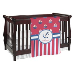 Sail Boats & Stripes Baby Blanket (Double Sided) (Personalized)