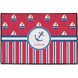 Sail Boats & Stripes Door Mat - 36"x24" (Personalized)