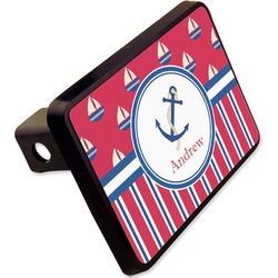 Sail Boats & Stripes Rectangular Trailer Hitch Cover - 2" (Personalized)