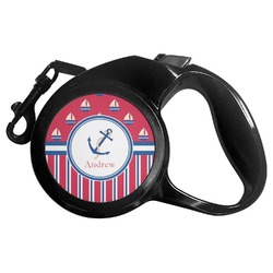 Sail Boats & Stripes Retractable Dog Leash - Large (Personalized)