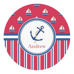 Sail Boats & Stripes Round Decal - Medium (Personalized)