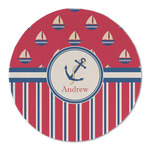 Sail Boats & Stripes Round Linen Placemat - Single Sided (Personalized)