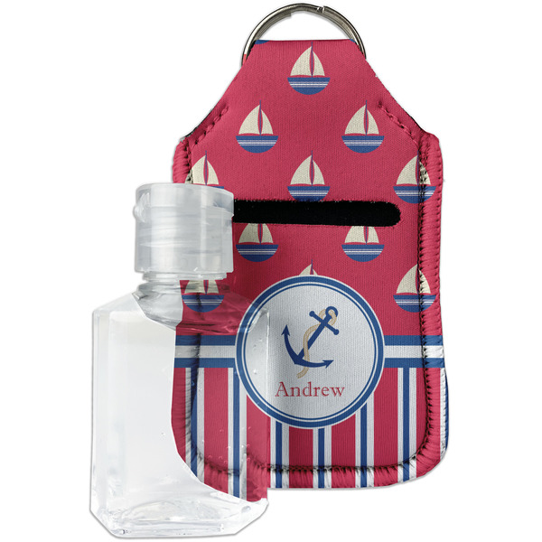 Custom Sail Boats & Stripes Hand Sanitizer & Keychain Holder - Small (Personalized)