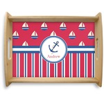 Sail Boats & Stripes Natural Wooden Tray - Large (Personalized)