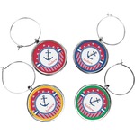 Sail Boats & Stripes Wine Charms (Set of 4) (Personalized)