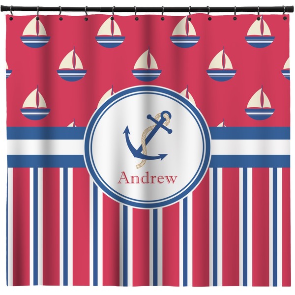 Custom Sail Boats & Stripes Shower Curtain (Personalized)
