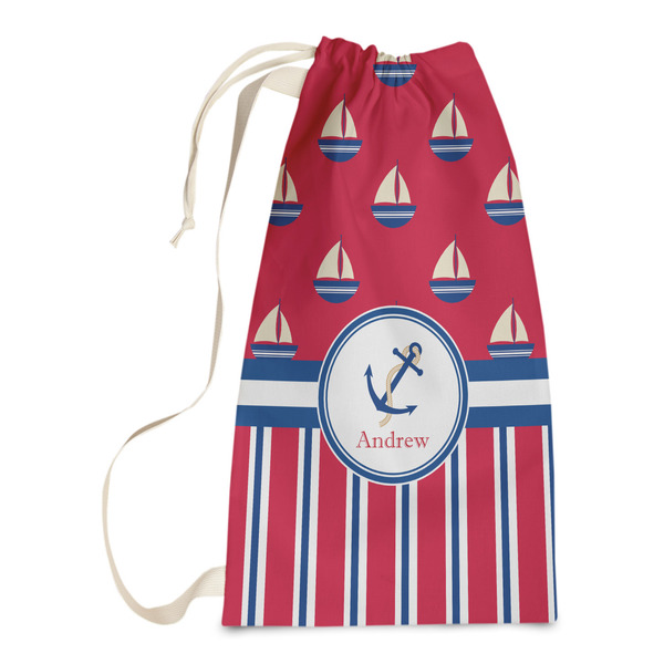 Custom Sail Boats & Stripes Laundry Bags - Small (Personalized)