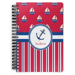 Sail Boats & Stripes Spiral Notebook - 7x10 w/ Name or Text