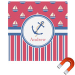 Sail Boats & Stripes Square Car Magnet - 10" (Personalized)
