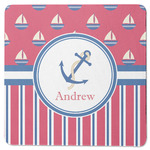 Sail Boats & Stripes Square Rubber Backed Coaster (Personalized)