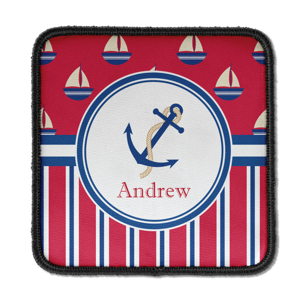 Custom Sail Boats & Stripes Iron On Square Patch w/ Name or Text