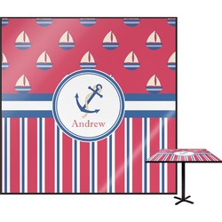 Sail Boats & Stripes Square Table Top (Personalized)
