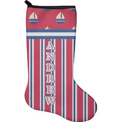 Sail Boats & Stripes Holiday Stocking - Single-Sided - Neoprene (Personalized)