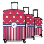 Sail Boats & Stripes 3 Piece Luggage Set - 20" Carry On, 24" Medium Checked, 28" Large Checked (Personalized)