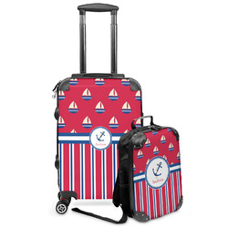Sail Boats & Stripes Kids 2-Piece Luggage Set - Suitcase & Backpack (Personalized)