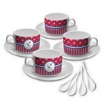 Sail Boats & Stripes Tea Cup - Set of 4 (Personalized)