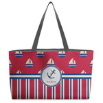 Sail Boats & Stripes Beach Totes Bag - w/ Black Handles (Personalized)