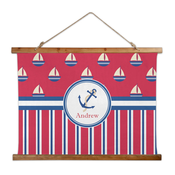 Custom Sail Boats & Stripes Wall Hanging Tapestry - Wide (Personalized)