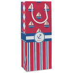 Sail Boats & Stripes Wine Gift Bags - Matte (Personalized)