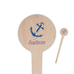 Sail Boats & Stripes 4" Round Wooden Food Picks - Single Sided (Personalized)