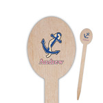 Sail Boats & Stripes Oval Wooden Food Picks - Single Sided (Personalized)