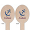 Sail Boats & Stripes Wooden Food Pick - Oval - Double Sided - Front & Back