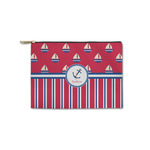 Sail Boats & Stripes Zipper Pouch - Small - 8.5"x6" (Personalized)