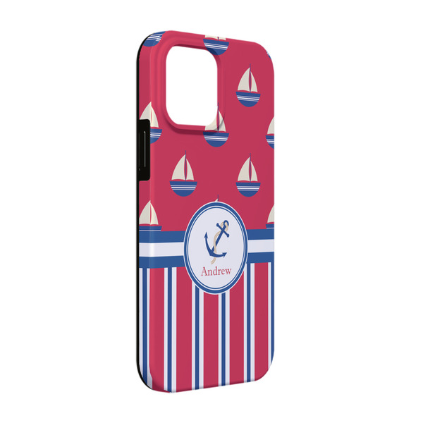 Custom Sail Boats & Stripes iPhone Case - Rubber Lined - iPhone 13 (Personalized)