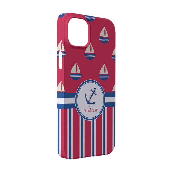 Custom Sail Boats & Stripes iPhone Case - Plastic - iPhone 14 (Personalized)