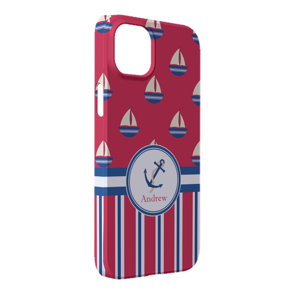 Custom Sail Boats & Stripes iPhone Case - Plastic - iPhone 14 Pro Max (Personalized)