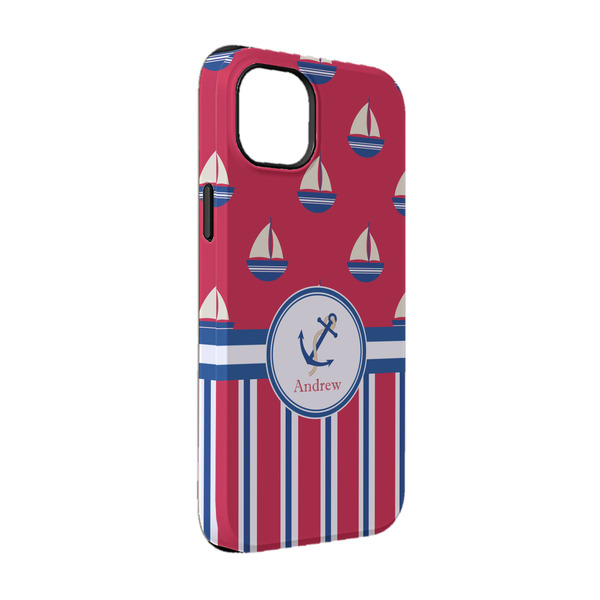 Custom Sail Boats & Stripes iPhone Case - Rubber Lined - iPhone 14 (Personalized)