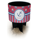 Sail Boats & Stripes Black Beach Spiker Drink Holder (Personalized)