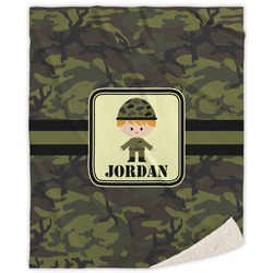 Green Camo Sherpa Throw Blanket (Personalized)