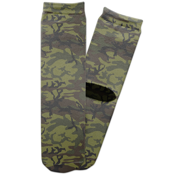 Custom Green Camo Adult Crew Socks