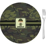 Green Camo Glass Appetizer / Dessert Plate 8" (Personalized)