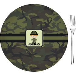 Green Camo Glass Appetizer / Dessert Plate 8" (Personalized)