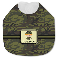 Green Camo Jersey Knit Baby Bib w/ Name or Text