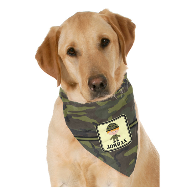 Custom Green Camo Dog Bandana Scarf w/ Name or Text