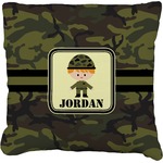 Green Camo Faux-Linen Throw Pillow 18" (Personalized)