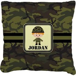 Green Camo Faux-Linen Throw Pillow 26" (Personalized)