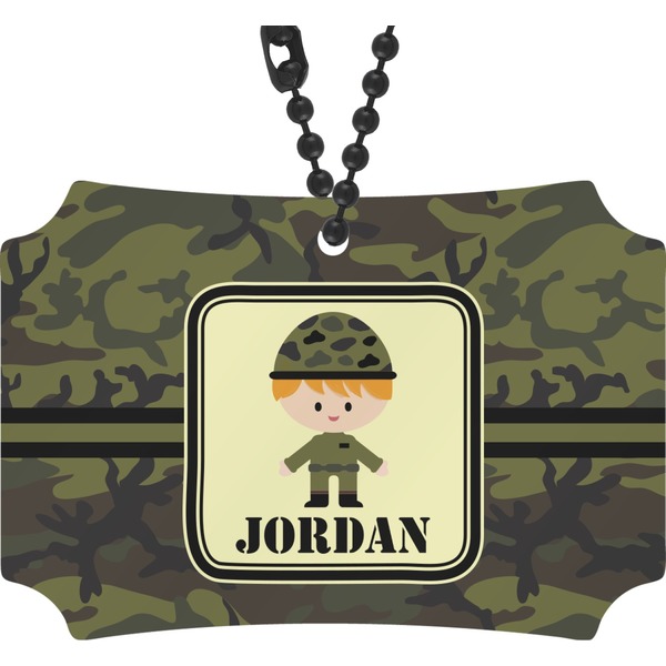 Custom Green Camo Rear View Mirror Ornament (Personalized)