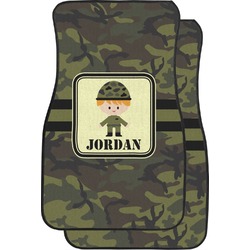 Green Camo Car Floor Mats (Front Seat) (Personalized)