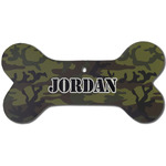 Green Camo Ceramic Dog Ornament - Front w/ Name or Text