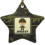 Green Camo Star Ceramic Ornament w/ Name or Text