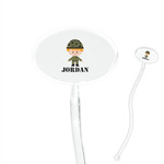 Green Camo 7" Oval Plastic Stir Sticks - Clear (Personalized)